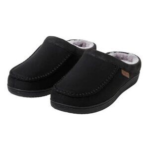 New Dearfoams Men 9/10 Slipper Medium Faux Suede Plush Fur House Shoes Slip-On